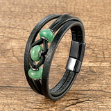 Natural Stone Crystal Bracelet Charm Leather Men's Bracelet
