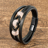 Natural Stone Crystal Bracelet Charm Leather Men's Bracelet