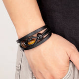 Natural Stone Crystal Bracelet Charm Leather Men's Bracelet