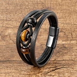 Natural Stone Crystal Bracelet Charm Leather Men's Bracelet