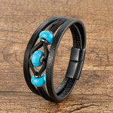 Natural Stone Crystal Bracelet Charm Leather Men's Bracelet