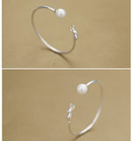 Cat Pearl 925 Sterling Silver Open Bracelet