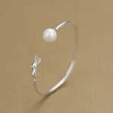 Cat Pearl 925 Sterling Silver Open Bracelet