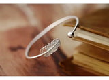 925 Silver Feather Open Bracelet
