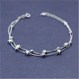 Personality 925 Silver Female Bar Double Star Bracelet