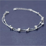 Personality 925 Silver Female Bar Double Star Bracelet