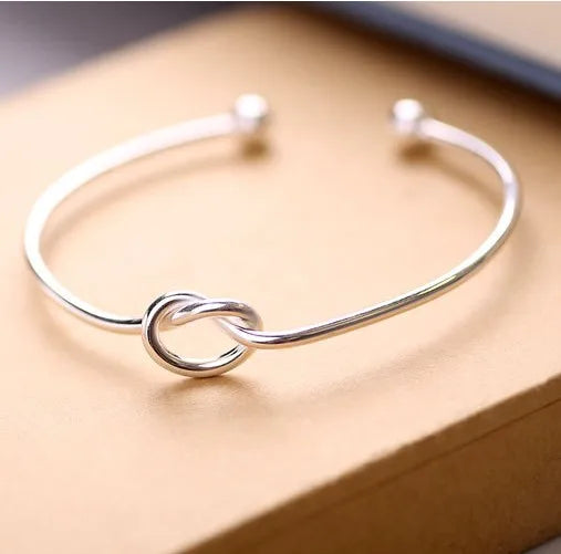 925 Silver Heart Open Bracelet - High Quality