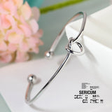925 Silver Heart Open Bracelet - High Quality