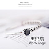 Geometric Zircon Sterling Silver Open Bracelet