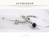 Geometric Zircon Sterling Silver Open Bracelet