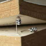 925 Sterling Silver Skeleton Ear Studs Earrings Punk Style