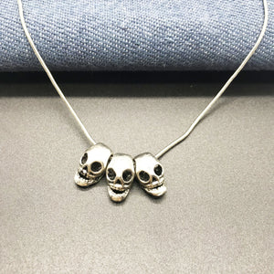 Punk Style Silver Plated Skull Necklace Halloween Motorcycle Party