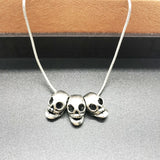 Punk Style Silver Plated Skull Necklace Halloween Motorcycle Party