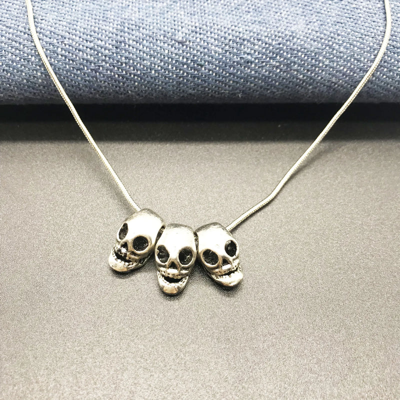 Punk Style Silver Plated Skull Necklace Halloween Motorcycle Party