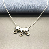 Punk Style Silver Plated Skull Necklace Halloween Motorcycle Party