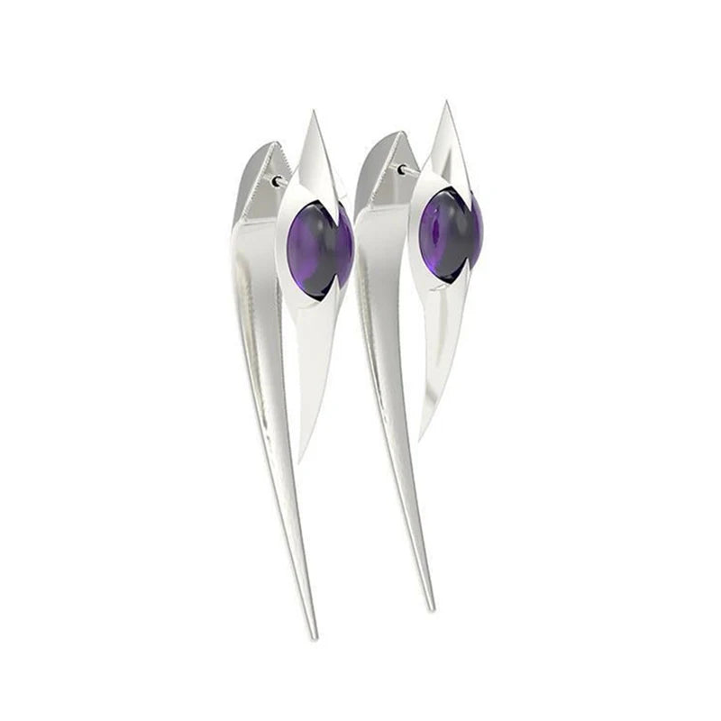 Punk Unisex Silver Zircon Prickles Earrings