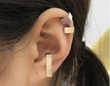 Sterling Silver Geometry Square Ear Cuff Clip Earrings