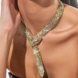 Personality Rhinestone Snake Choker Necklace for Women