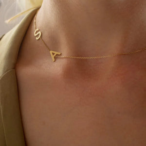 Personality Sideways Initial Necklace Letter Necklace Stainless Steel