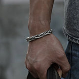 Vintage Retro Thai Style Silver Woven Bracelet