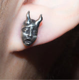 Horned Demon Baby Stud Earrings Devil Prajna Skull Earrings