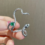 Zircon Charm Ear Cuff Jewelry Silver Plated Snake Shape Ear Clip for Women