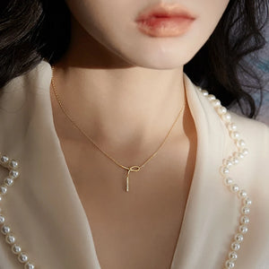 Geometric Pendant Tassel Necklace with Zircon Silver Chain