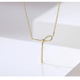 Geometric Pendant Tassel Necklace with Zircon Silver Chain