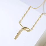 Geometric Pendant Tassel Necklace with Zircon Silver Chain