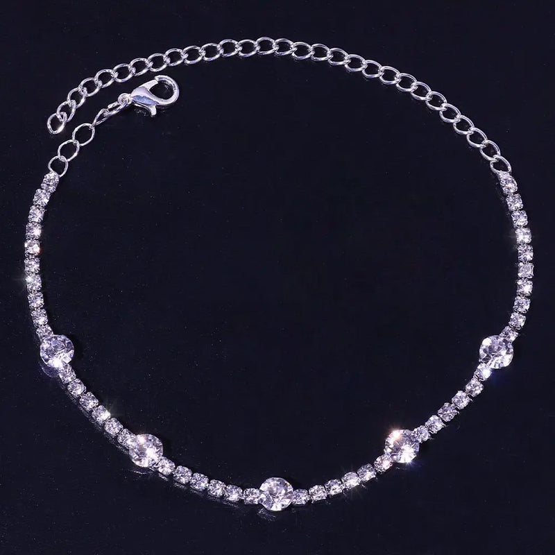 Personality Rhinestone Ladies Anklet Crystal Fish Hook Bare Foot Chain