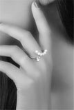 Simulated Pearl Zircon Open Rings For Women
