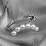 Simulated Pearl Zircon Open Rings For Women