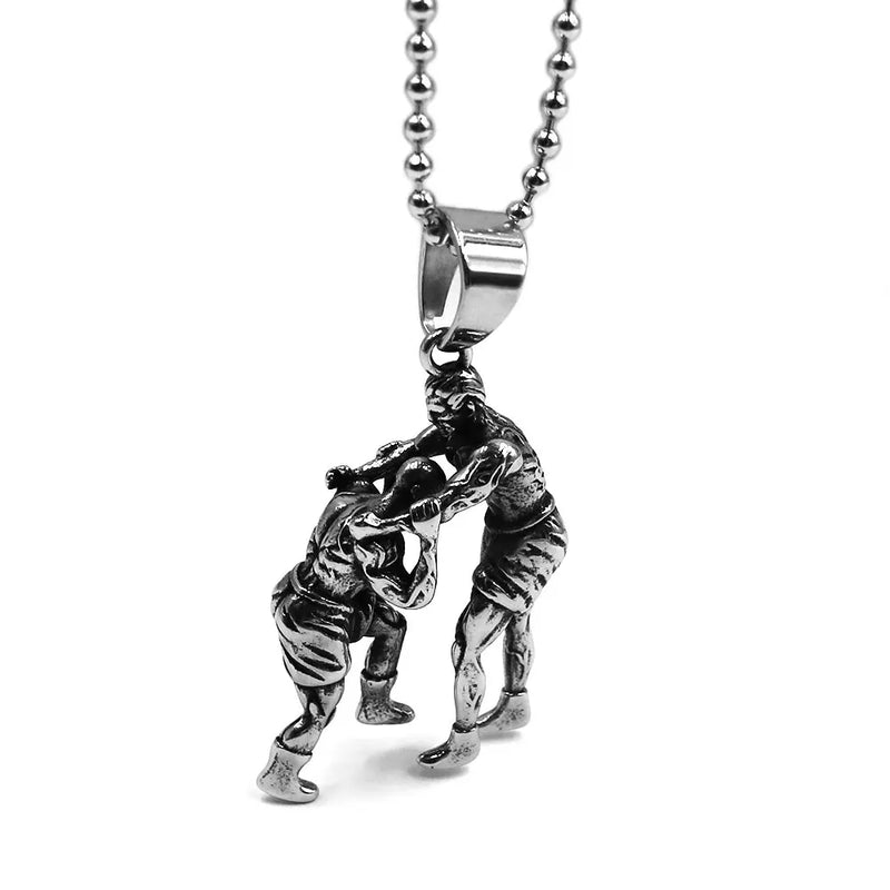 Sport Wrestling Pendant Necklace Stainless Steel Punk Hip Hop Men Pendant