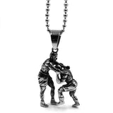 Sport Wrestling Pendant Necklace Stainless Steel Punk Hip Hop Men Pendant
