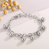 Stainless Steel Bead Pendant Bracelet for Women