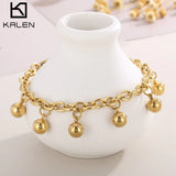 Stainless Steel Bead Pendant Bracelet for Women
