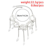 Tassel Pearl Choker Necklace for Women Baroque Pearl Chain Necklace