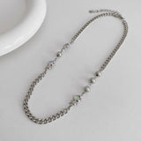 Personality Moonstone Necklace for Woman Hip-hop Metal Chain Pendant