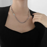 Personality Moonstone Necklace for Woman Hip-hop Metal Chain Pendant
