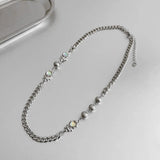Personality Moonstone Necklace for Woman Hip-hop Metal Chain Pendant