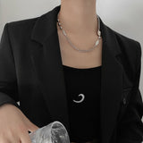 Personality Moonstone Necklace for Woman Hip-hop Metal Chain Pendant