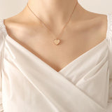 Love Pendant Necklace for Women Stainless Steel Frosted Peach Heart Jewelry