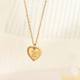 Love Pendant Necklace for Women Stainless Steel Frosted Peach Heart Jewelry