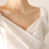 Love Pendant Necklace for Women Stainless Steel Frosted Peach Heart Jewelry