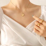 Love Pendant Necklace for Women Stainless Steel Frosted Peach Heart Jewelry