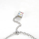Vintage Stainless Steel Smiley Daisy Dice Bracelet