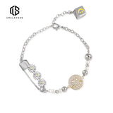 Vintage Stainless Steel Smiley Daisy Dice Bracelet