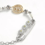 Vintage Stainless Steel Smiley Daisy Dice Bracelet