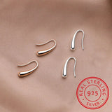 Water Drop Silver Rose Earrings 925 Sterling Silver Small Earring For Women Girl