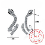 Personality Wave Snake Earrings Crystal Zircon Studs Piercing